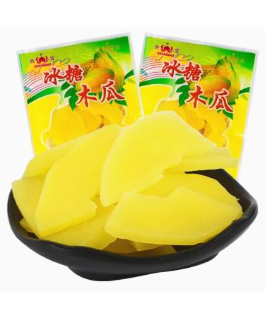Rock sugar papaya snacks(23g/pack) sweet crisp papaya slices cool fruit preserves dried fruit nostalgic snacks healthy nutrition delicious leisure Chinese special snacks gifts (5 packs)