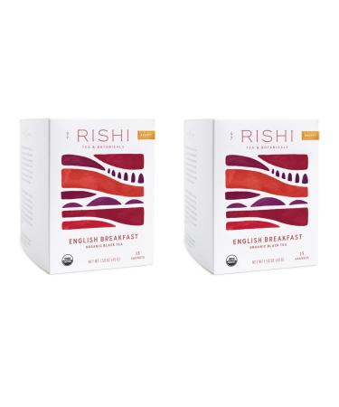 Rishi Tea English Breakfast Herbal Tea | Immune & Heart Support, USDA Certified Organic Black Tea, Caramel Sweetness, Antioxidant Rich | 15 Sachet Bags, 1.58 oz (Pack of 2) 15 Count (Pack of 2)