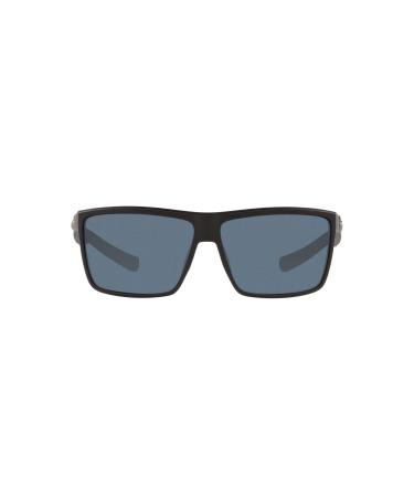 Costa Del Mar Men's Rinconcito Rectangular Sunglasses Matte Black/Grey Polarized-580p 60 Millimeters