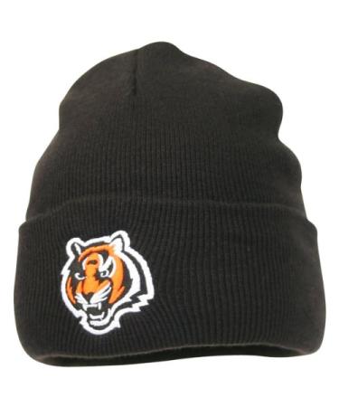 Reebok Classic Cuff Beanie Hat - NFL Cuffed Football Winter Knit Toque Cap Cincinnati Bengals - Black