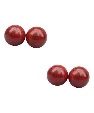 Beaupretty 4 pieces of tools for muscle massage devices Hand Small Baoding Muscle Roll Wood Massage Ball Stress Ball Classic -Balls Dragon Product Fitness Gymnastics Ball Holetics Red