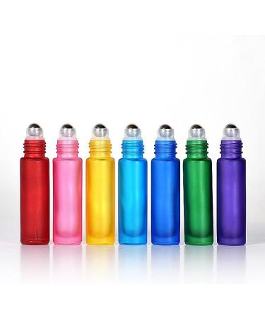 10 Pack Frosted Glass Essential Oil Roll-On Bottles - 10ml Refillable Massage & Perfume Vials with Stainless Steel Balls & Wood Grain Caps - Red Travel Essential Oil Containers - Buy Online on GoSupps.com