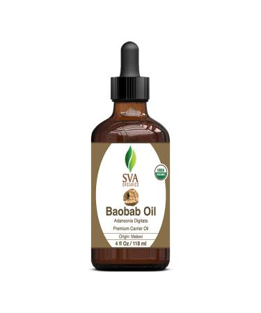 Buy SVA Organic Baobab Seed Oil 4 Fl Oz - 100% Natural Cold Pressed Oil for Face Skin Hair & Massage - Ideal Carrier Oil with Dropper - Buy Online on GoSupps.com
