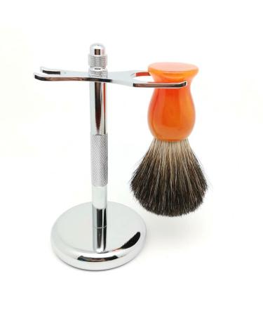 NSNT Exquisit men's rasier brushes fashionable black roof hair razor brush set male stainless steel perfect wet shave holder simply 2.9x6inchs silver
