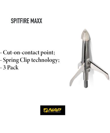 NAP Spitfire Maxx 1.75 3-Blade Front-Deploying Broadheads, 3-Pack - 125 Grains - Buy Online on GoSupps.com