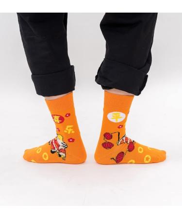 Chinese New Year Red Embroidered Cotton Socks - 5 Pairs - Men and Women - Chinese Style Sports Socks - Size 36-43 - Color: Red - Buy Online on GoSupps.com
