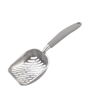 Large Metal Cat Litter Box Scoop Stainless Aluminum Alloys 13.8"*5.5"*1.8" (Gray Handle)