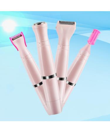 4-in-1 Washable Electric Lady Shaver & Facial Trimmer - Pink | Women's Razor for Armpits & Face - 14x5cm - Buy Online on GoSupps.com