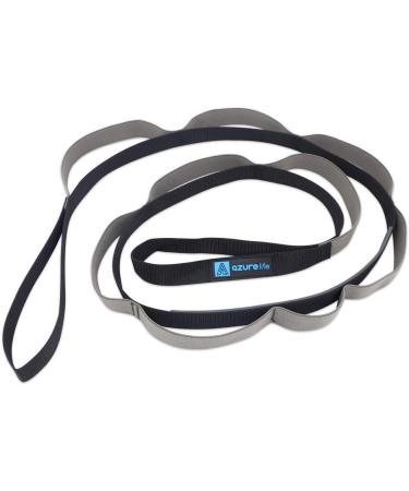 AZURELIFE 11-Loop Half Elastic Stretch Strap for Yoga, Physical Therapy & Dance - Gray | Instruction Guide Included - Buy Online on GoSupps.com
