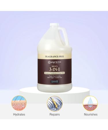 Ginger Lily Farms Botanicals Men's 3-in-1 Shampoo Conditioner & Body Wash 1 Gallon - Vegan & Fragrance-Free - Buy Online on GoSupps.com