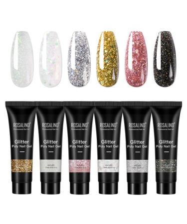 Rosalind 6pcs/Lot Poly Nail Gel Kit Extension Builder Acrylic Art UV Gel Polish Manicure Set Hybrid Varnishes Semi Permanent - (Color: RE-6GELSTOOL-20)