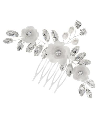 Beaupretty Floral Hair Comb Hair Toppers Wedding Hair Accessories Bridal Hair Accessories Hair Accessories for Wedding Rhinestone Hair Accessories Flower Hair Accessories Comb Bride Metal
