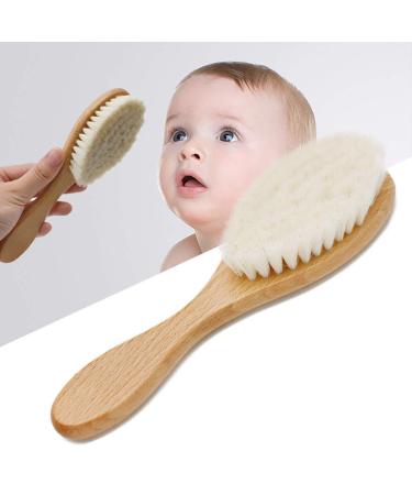 Baby Hair Brush for Newborn - Natural Soft Goat Bristles Premium Wooden Hair Brush Perfect Scalp Grooming Hairbrush Perfect Baby Registry Gift
