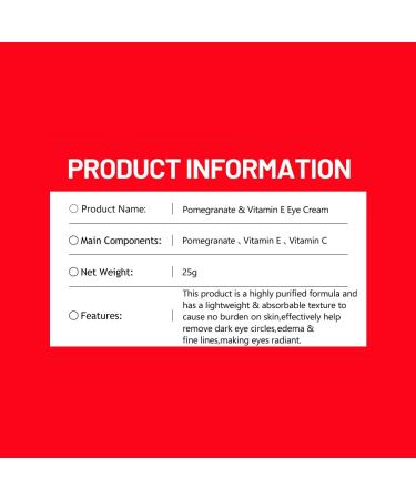 DISAAR Beauty Pomegranate Vitamin E Eye Cream Anti-Aging Firming Anti-Wrinkle Under Eye Skin 20g / 0.85fl.oz - Buy Online on GoSupps.com