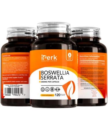 Iperk Boswellia Serrata Capsules 2000mg (120 Vegetarian Capsules) - 5:1 Extract, ISO Licensed Facilities, Non-GMO & Gluten Free - Buy Online on GoSupps.com
