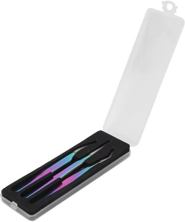 Nail Art Tweezers False Eyelashes Tweezers 3 Pieces Curved and Pointed Straight Half-Curved Makeup Tweezers Rainbow Stainless Steel Precision Jewelry-Making T - Buy Online on GoSupps.com