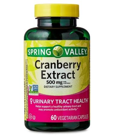 Spring Valley Cranberry Extract Vegetarian Capsules 500mg 60 Count + Daily Supplement Tracker Sticker
