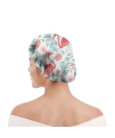 Pink Flamingos Tropical Shower Cap | Reusable Exotic Bird Hair Care Accessory for Women | 10.6 x 4.3 x 0.15 Inch - Buy Online on GoSupps.com