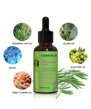 Buy 100% Pure Organic Rosemary Essential Oil for Hair Growth | Nourish Scalp Strengthen Hair & Enhance Eyebrows/Eyelashes | 30ml - Buy Online on GoSupps.com