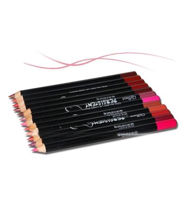 QiBest Waterproof 12 Colors Lip Liner Lipstick Pen - Genuine Makeup for Natural Look - Easy to Mix and Match - Fashion Black Rod Design - Buy Online on GoSupps.com