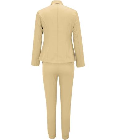 2 Piece Outfits for Women UK Sale Clearance Stretch Blazer Jackets with Slim Fit Trouser Pants Suits Sets Slim Fit Casual Office Blazer Set 11-sasnx-c-khaki S - Buy Online on GoSupps.com