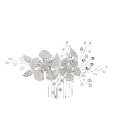 Angoily Wedding Hair Comb Clip Tiara Pearl Wedding Hair Accessories Crystal Hair Accessories Rhinestone Hair Clips Flower Hair Comb Bride Wedding Headdress Bridal Headpieces Abs Hair up