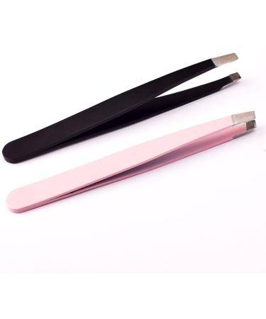 Buy Jojomis Professional Slant Tip Eyebrow Tweezers - Stainless Steel Makeup Tool 2 Pack | International Shipping Available - Buy Online on GoSupps.com