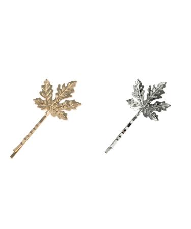 Elegant Silver Maple Leaf Hair Clip - Stylish Gold & Silver Hair Accessory | HA6263 - Buy Online on GoSupps.com