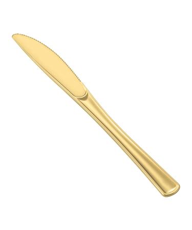 N9R 72 Pack Gold plastic Knives Solid Durable and Heavy Duty Plastic Knives Perfect Utensils for Parties Weddings and other Formal Events