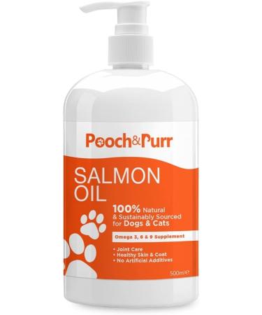 Pooch & Purr 500ml Salmon Oil for Dogs. Salmon Oil Cats Puppy Ferret & Pets. Pure Omega 3 6 9 Fish Oil for Dogs. Food Supplements for Itchy Skin Coat Joint Care. Dog Vitamins and Supplements - Buy Online on GoSupps.com