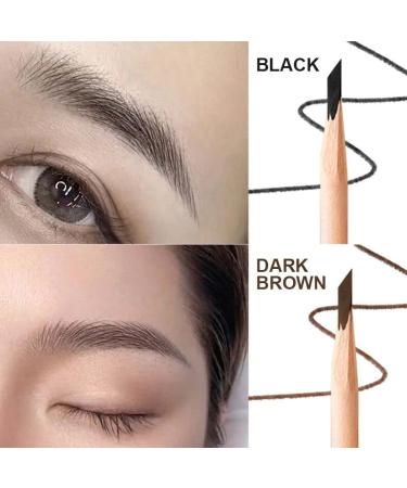 Pousbo Waterproof Wooden Eyebrow Pencil - Black/Brown | Easy to Apply, Non-Smudging (2 Pcs) - Buy Online on GoSupps.com
