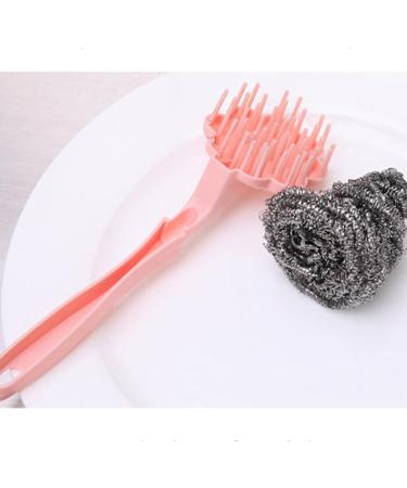 kesurpae ABS Steel Wire Cleaning Brush Portable Long Handle Washable Reusable Household Kitchen Cooking Bench Plate Brushes Purple - Buy Online on GoSupps.com