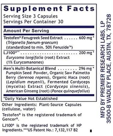 Premier Research Labs Testosterone Premium - Boost Vitality & Desire with Saw Palmetto Maca & Ginseng - Vegan Male Andropause Support - 90 Plant-Based Capsules - Buy Online on GoSupps.com