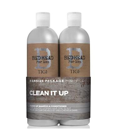 Tigi Bed Head B for Men Clean Up Kit By for Men - 2 Pc Kit 25.36 Oz Shampoo 25.36 Oz Conditioner 2count