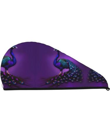 Purple Peacock Coral Velvet Hair Cap | Quick-Dry Towel Wrap for Travel & Home - Buy Online on GoSupps.com