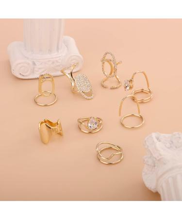 Rumtock Crystal Beads Gold Protective Ring - Boho Nail Cap Jewelry for Women/Girls - Buy Online on GoSupps.com