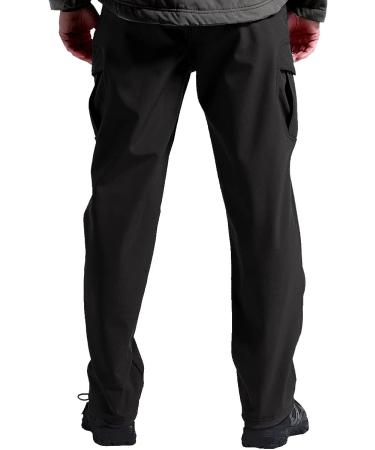 FREE SOLDIER Men's Outdoor Softshell Fleece Lined Cargo Pants - Black | Waterproof & Breathable Tactical Snow Ski Hiking Pants - 34W x 30L - Buy Online on GoSupps.com