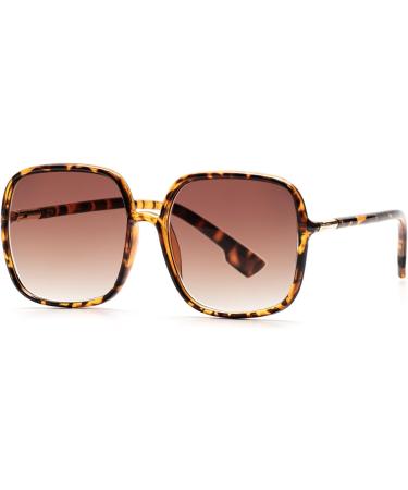 Shop Kaeoisfu Oversized Quadratic UV400 Reading Sunglasses for Women - Large Anti-UV Fashion Sun Readers in Multi-Color Brown Lentils 2.0 Diopters - Buy Online on GoSupps.com