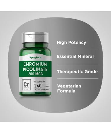 Chromium Picolinate 200mcg | 240 Tablets | Trace Mineral Supplement - Vegetarian, Non-GMO, Gluten-Free | Piping Rock - Buy Online on GoSupps.com