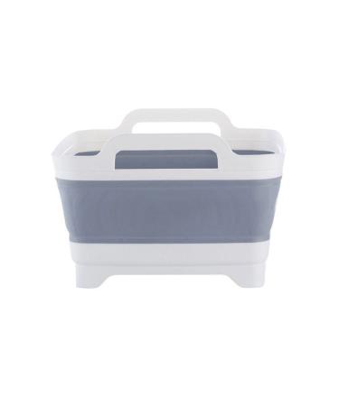 HYMS Collapsible Dish tub Dish Basin Foldable with Drain Plug Carry Handles for 9 L Capacity Dish Washing Tub Portable Dish Tub for Camping - Gray