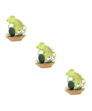 TOPBATHY 3pcs Rn Gift Phalaenopsis Home Accents Decor The Gift Home Forniture Decor Artificial Flower Bonsai Decor for Home Office Decor Garden Simulated Plant Double Fork Fake Orchid Greenx3pcs 27*17.5cmx3pcs