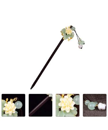 Lurrose Wooden Hair Stick with Resin Flower Tassel - Classical Chinese Hairpin for Bride, Kimono Hair Ornament - Buy Online on GoSupps.com