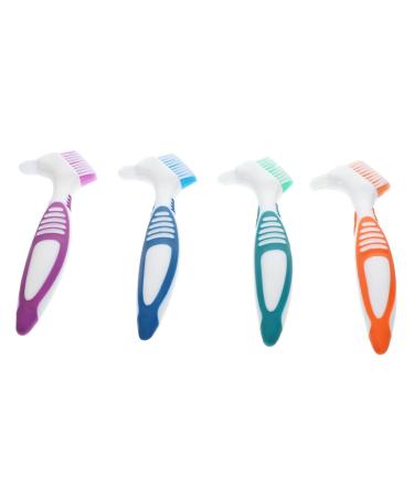 Iwowhero 4 pieces toothbrush children's plaster prosthetic care denture Cleaning Brush Denture Cleaner cleaning brush false teeth prosthesis prosthesis brush adult tools