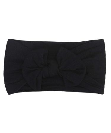 Baby girl boys headband with bow 6 months - 3 years of newborn toddler front ligaments nylon stretch hair band baptism headwear sweet children headband hair bands headscarf (black)