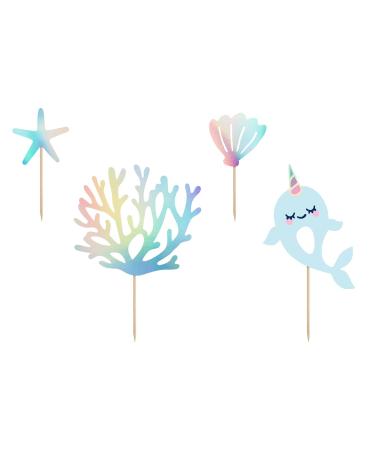 PartyConcept Narwhal Cake Toppers Under The Sea Cake Toppers Mermaid Birthday Cake