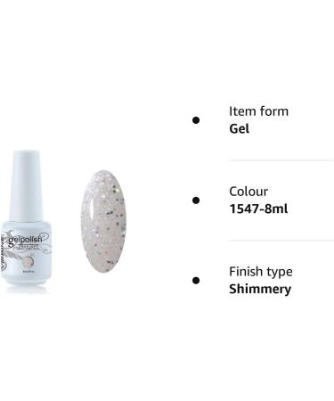 Vishine 8ml Gelpolish Lacquer Shiny Color Soak Off UV LED Gel Nail Polish Manicure Glitter White #1547 1547-8ml - Buy Online on GoSupps.com