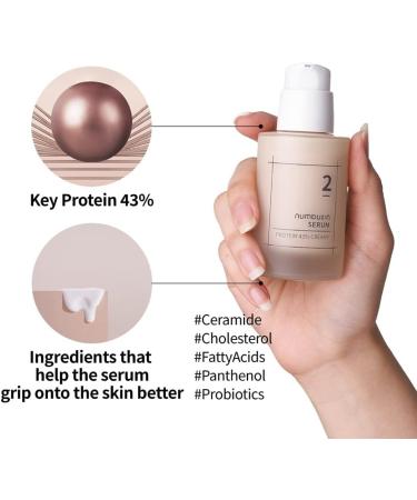 numbuzin No.2 Protein 43% Creamy Serum | Core Protein Complex Oat Protein Ceramide Panthenol Skin Barrier Strengthening Tighten Loose Skin | Korean Skin Care for Face 50ml - Buy Online on GoSupps.com