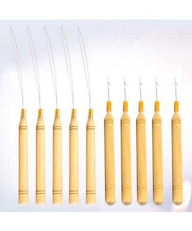 Minkissy 10-Piece Hair Extension Hook Pull Needle Set for Dreadlocks & Wigs - Wooden Handle for Micro DOLL Hairstyles - International Shipping Available - Buy Online on GoSupps.com