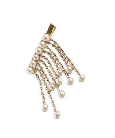 minkissy 1pc Bridal Hair Pin Wedding Hair Clips Pearl Hair Barrettes Rhinestone Hair Clip Crystal Headpiece Pearl Clips for Hair Metal Hair Clip Women Hairpins Bride Word Clip Rhinestones