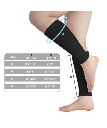 Novetec Calf Compression Sleeves (20-30mmhg) - Leg Support for Running, Cycling, Shin Splints - Relieve Legs Pain - Travel - Medium Black - Buy Online on GoSupps.com
